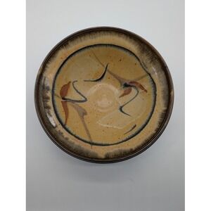Hand Made Art Studio Pottery Stoneware Serving Bowl‎ 10" Signed Japanese Mingei